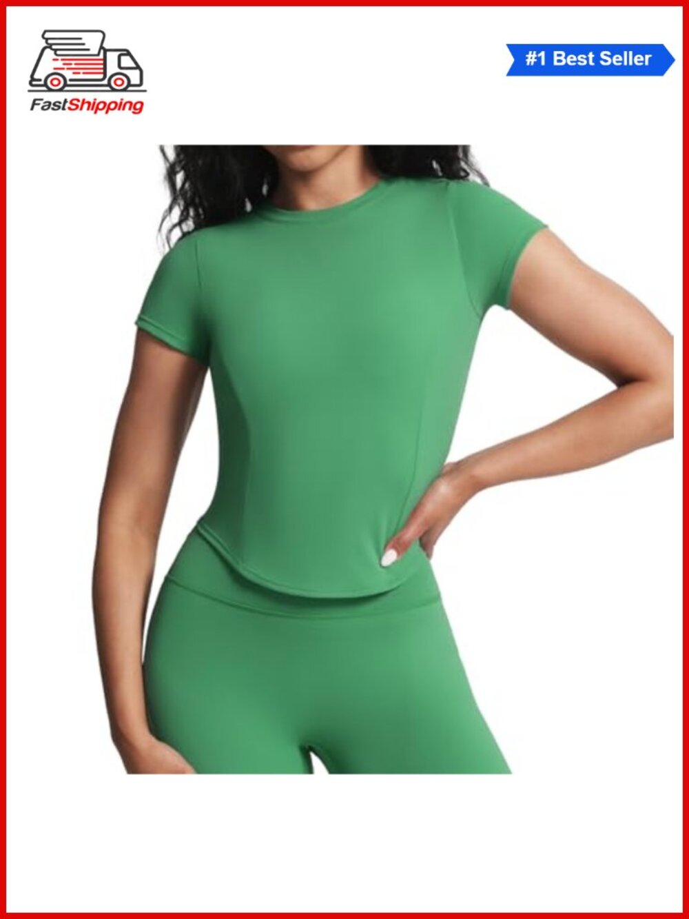 Women's Crew Neck Short Sleeve Athletic Crop Top Workout Tee No Padding